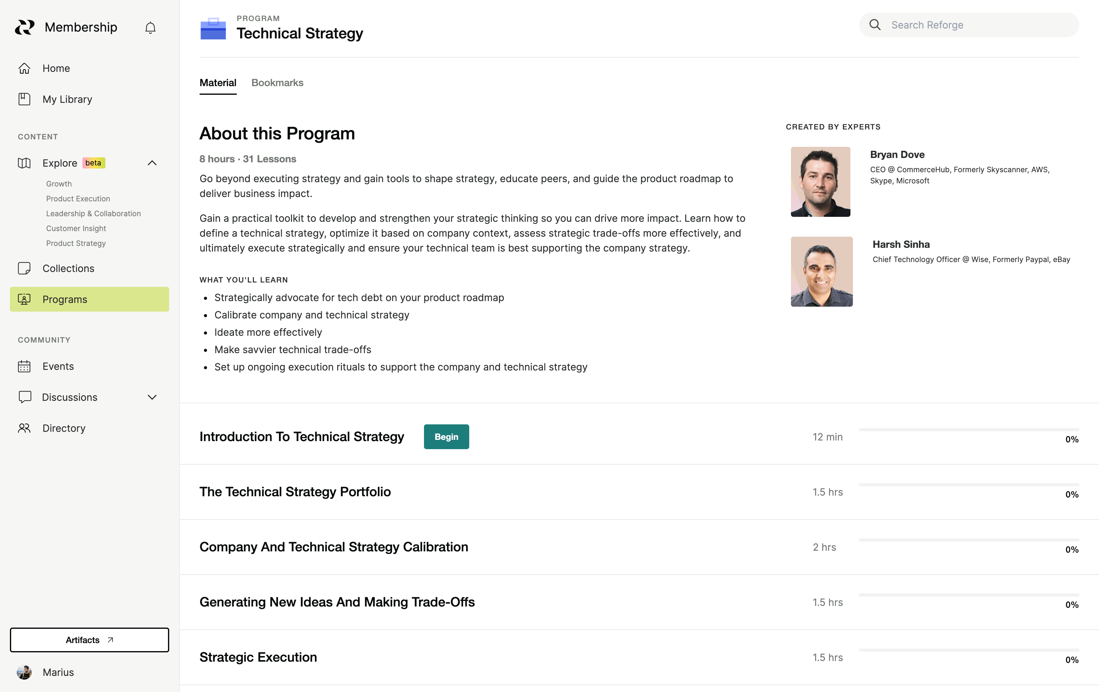 Reforge Program - Technical Strategy